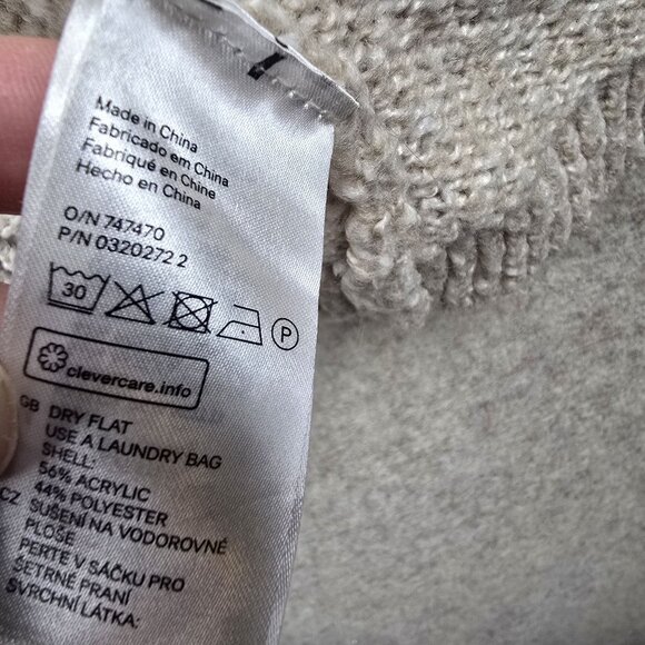 H&M Fringe Knit Sleeveless Cardigan Beige Acrylic Blend XS Layered Boho Vest - Picture 4 of 9